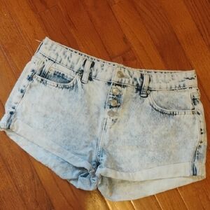 No Boundaries Light Blue Acid Wash Jean Shorts